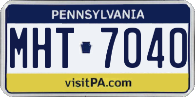 PA license plate MHT7040