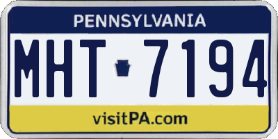 PA license plate MHT7194