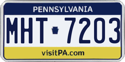 PA license plate MHT7203