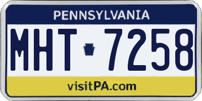 PA license plate MHT7258