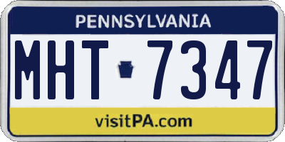 PA license plate MHT7347