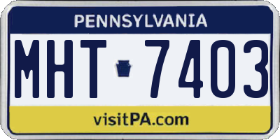 PA license plate MHT7403
