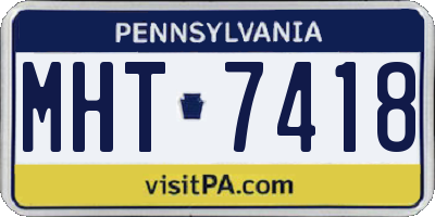 PA license plate MHT7418