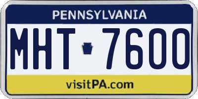 PA license plate MHT7600
