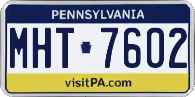 PA license plate MHT7602