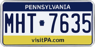 PA license plate MHT7635