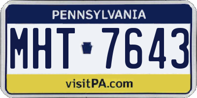 PA license plate MHT7643