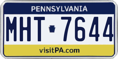 PA license plate MHT7644