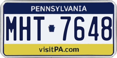 PA license plate MHT7648