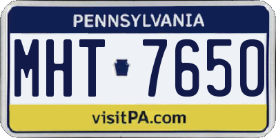 PA license plate MHT7650