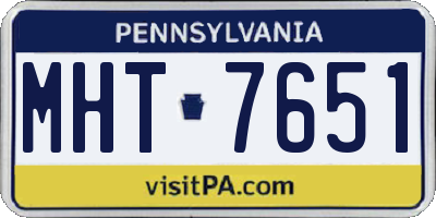 PA license plate MHT7651
