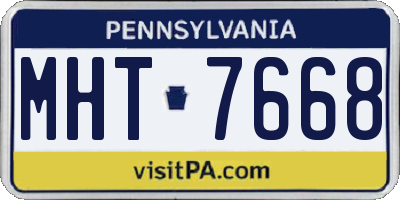 PA license plate MHT7668