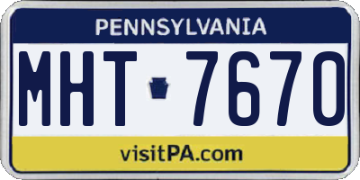PA license plate MHT7670