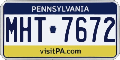 PA license plate MHT7672