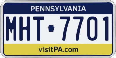 PA license plate MHT7701