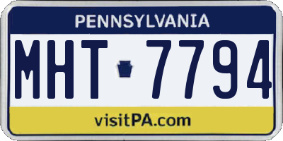 PA license plate MHT7794
