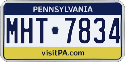 PA license plate MHT7834