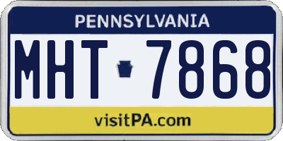 PA license plate MHT7868