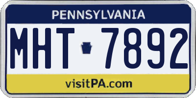 PA license plate MHT7892