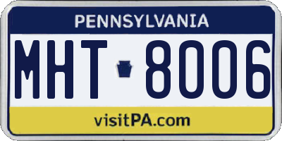 PA license plate MHT8006