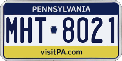 PA license plate MHT8021