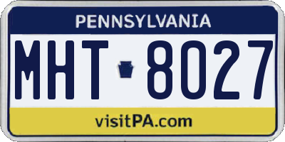PA license plate MHT8027