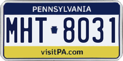 PA license plate MHT8031