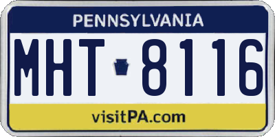 PA license plate MHT8116