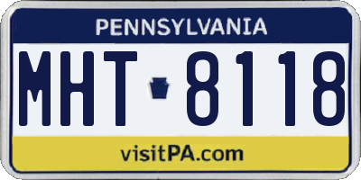 PA license plate MHT8118