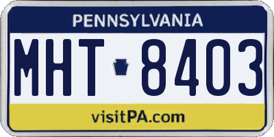 PA license plate MHT8403