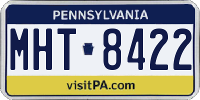 PA license plate MHT8422