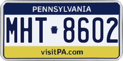 PA license plate MHT8602