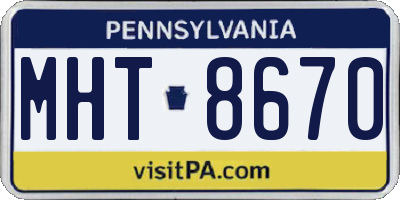 PA license plate MHT8670
