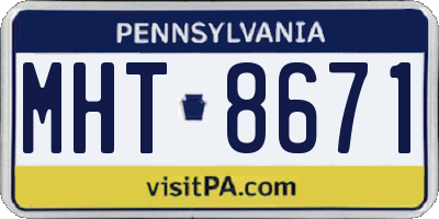 PA license plate MHT8671