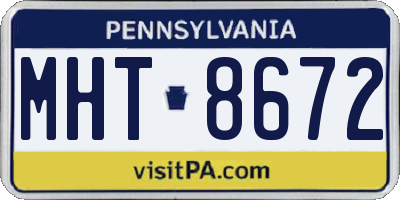 PA license plate MHT8672