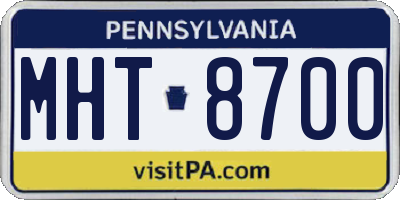 PA license plate MHT8700
