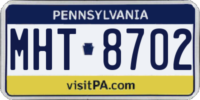 PA license plate MHT8702