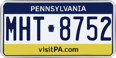 PA license plate MHT8752