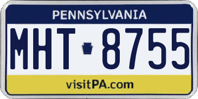 PA license plate MHT8755