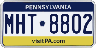 PA license plate MHT8802