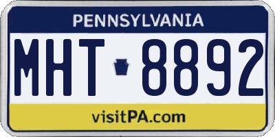 PA license plate MHT8892