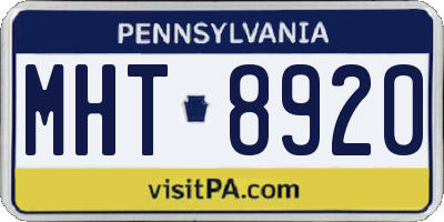 PA license plate MHT8920