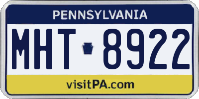 PA license plate MHT8922
