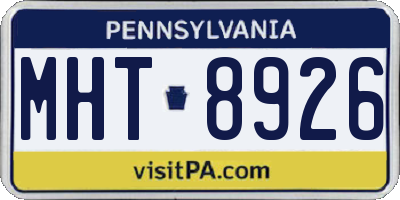PA license plate MHT8926
