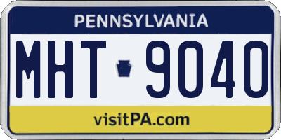 PA license plate MHT9040