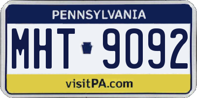 PA license plate MHT9092