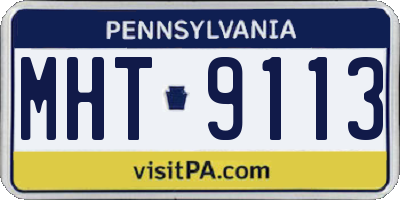 PA license plate MHT9113