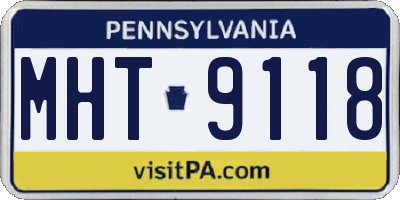 PA license plate MHT9118