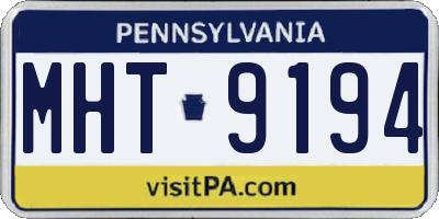 PA license plate MHT9194