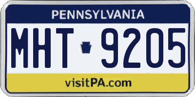 PA license plate MHT9205